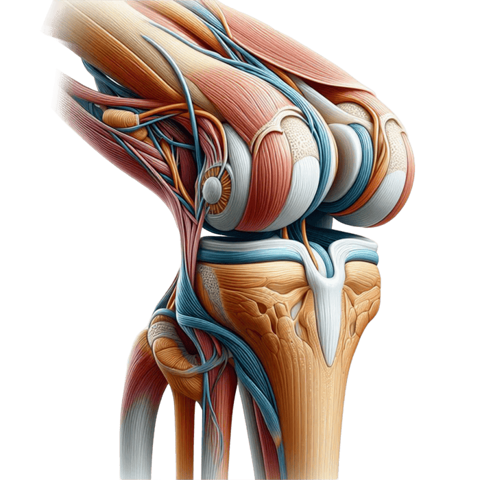 Knee Joint Science Illustration showing cartilage and synovial fluid
